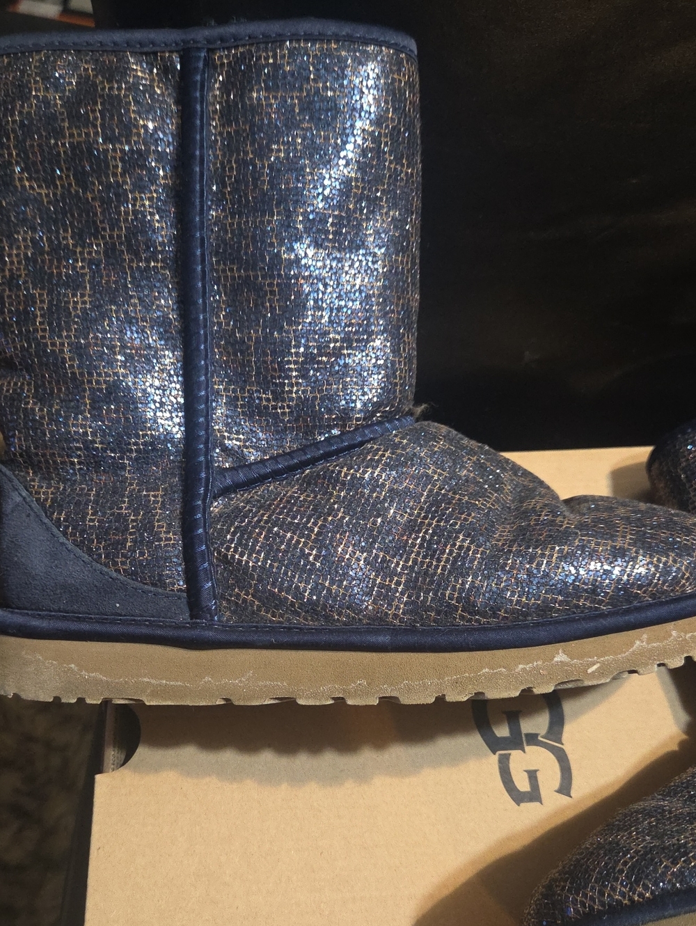 UGG Metallic Navy Shearling-Lined Short Boot